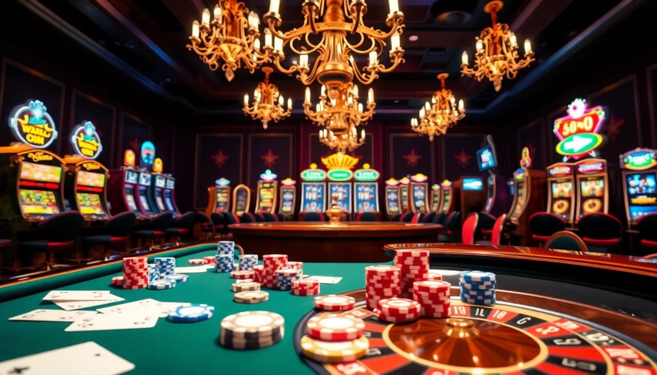 KPI4D players strategizing with poker chips and cards in an upscale casino environment.