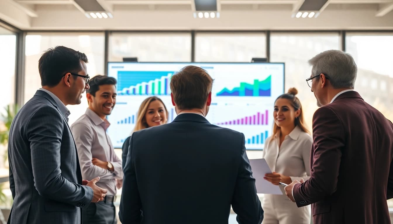 Enhance business growth insights through collaborative strategic planning in a modern office setting.