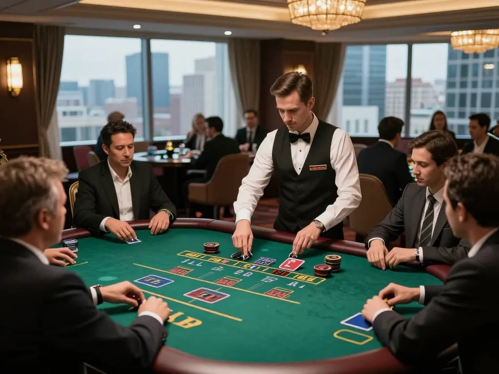 FB88 live dealer blackjack game in action with players engaged and a professional dealer managing the game.