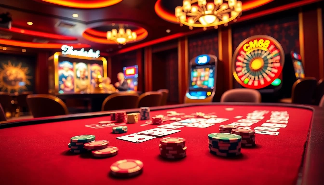Experience thrilling games at https://cm88seo.com/ with colorful chips and a vibrant casino atmosphere.