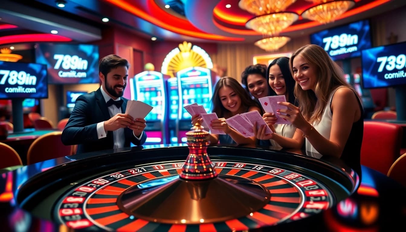 Players enjoying a vibrant roulette game at 789win com casino, showcasing excitement and strategy in gambling.