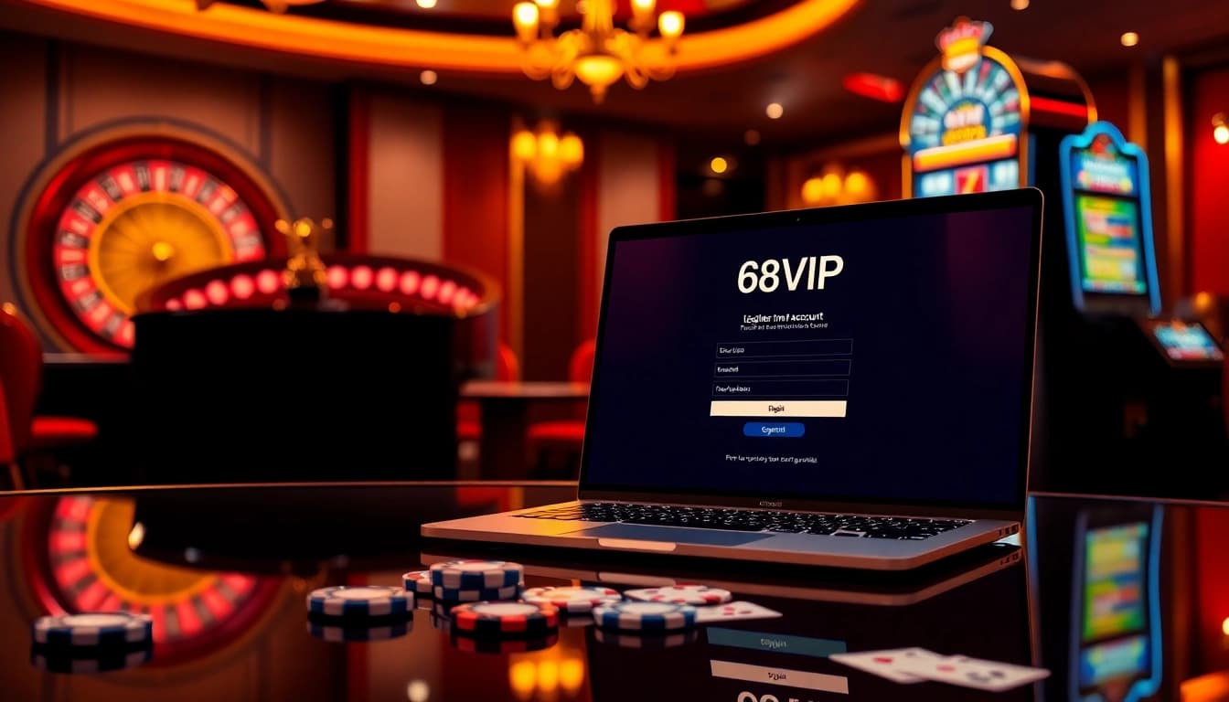 Registering at 68VIP online casino for an exciting gaming experience with a roulette wheel.