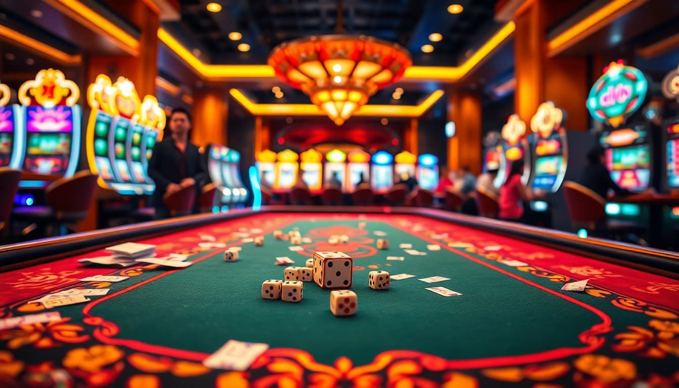 A thrilling Tài Xỉu game setup at https://taixiumd5.fan/ with dazzling casino visuals and engaging players.