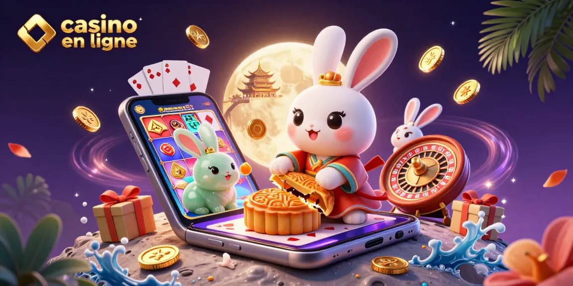 Jouez sur un casino en ligne à des machines à sous festives avec des jetons de poker qui s'illuminent.