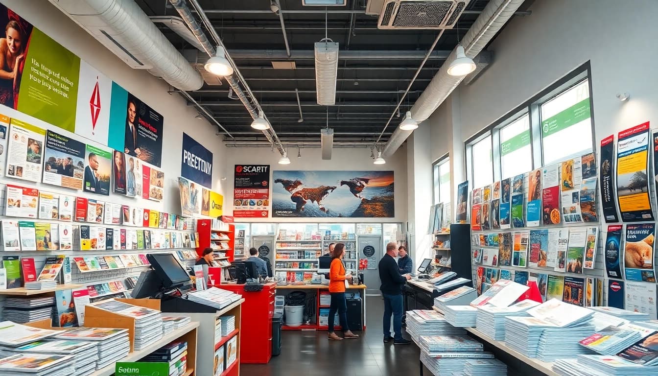 Engaging display of budget printing edmonton materials in a modern shop setting.