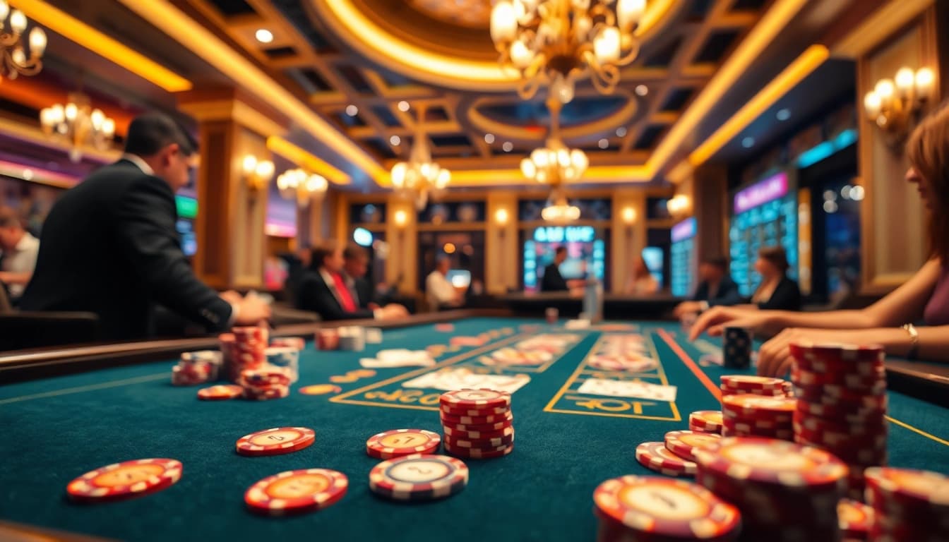 ibet44 menampilkan suasana elegan dalam permainan kasino yang seru dan penuh warna.