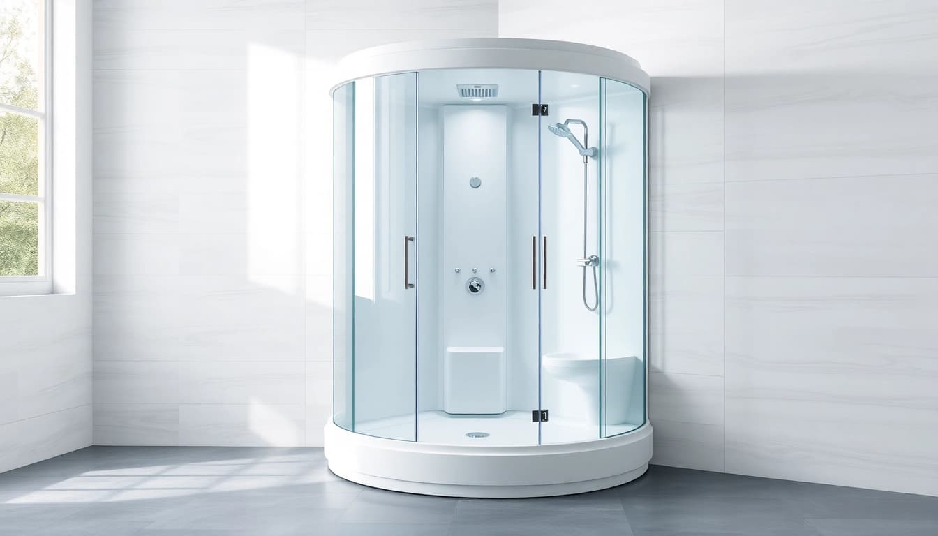 Duschkabine 90x90 in eleganter Badezimmergestaltung, modern und einladend.