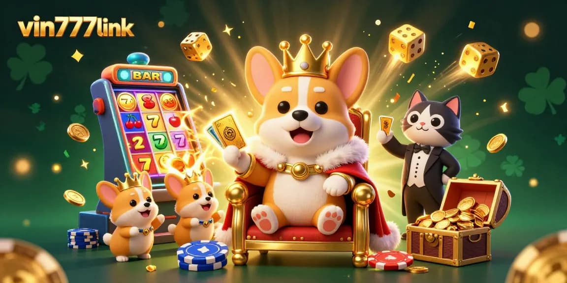 Play thrilling games at vin777link, where corgis and fantasy elements highlight jackpot excitement.