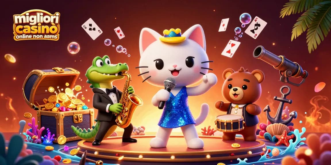 Scopri i migliori casinò online non AAMS con un'atmosfera unica e divertente, circondato da elementi di gioco e animali.