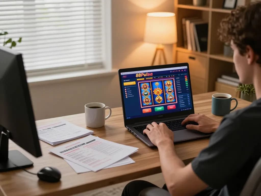 Mengalami permainan mendebarkan di platform 88Pulsa di rumah, menampilkan pengaturan permainan strategis