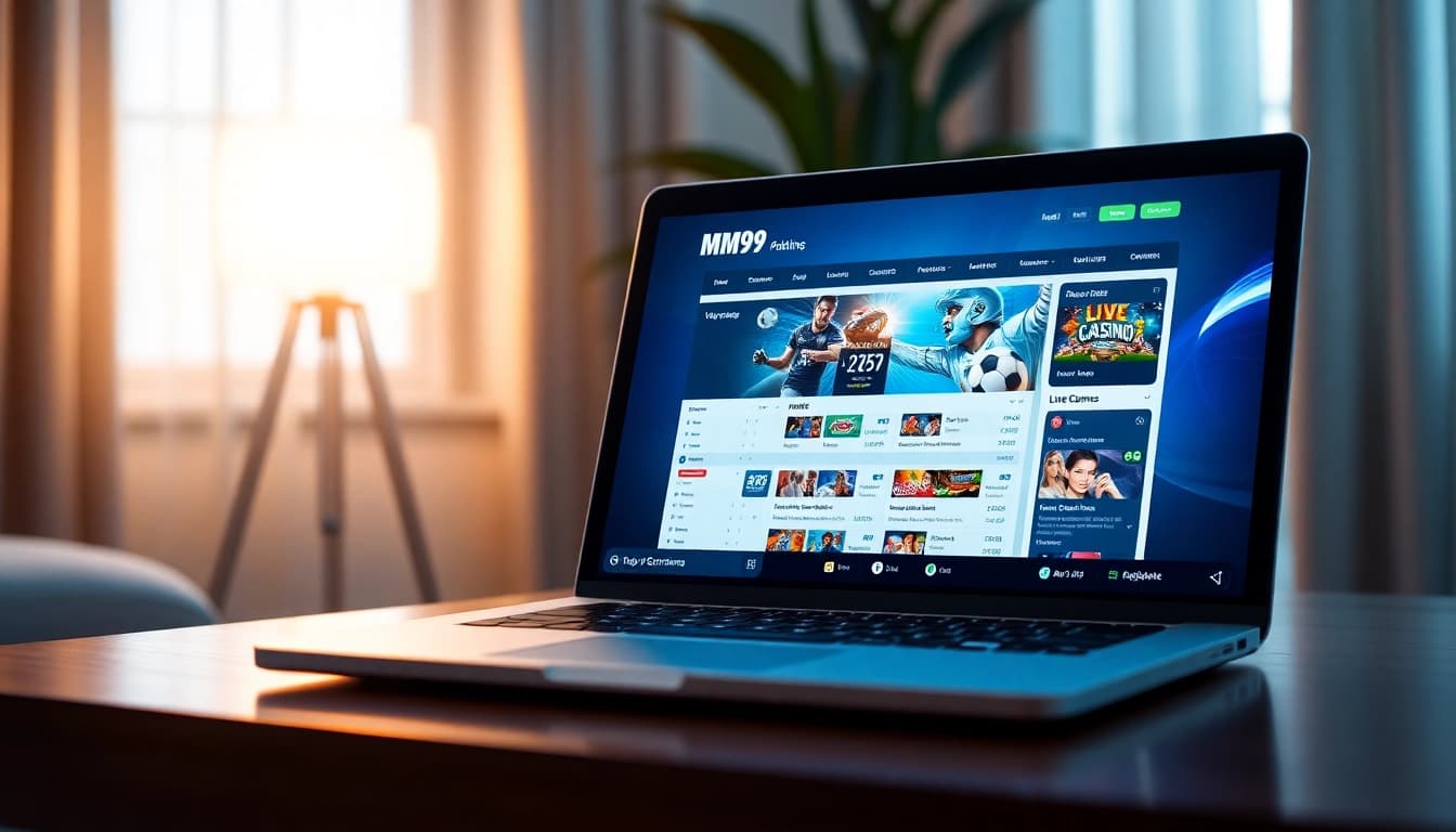 MM99 online gambling platform interface showcasing betting options and live casino games