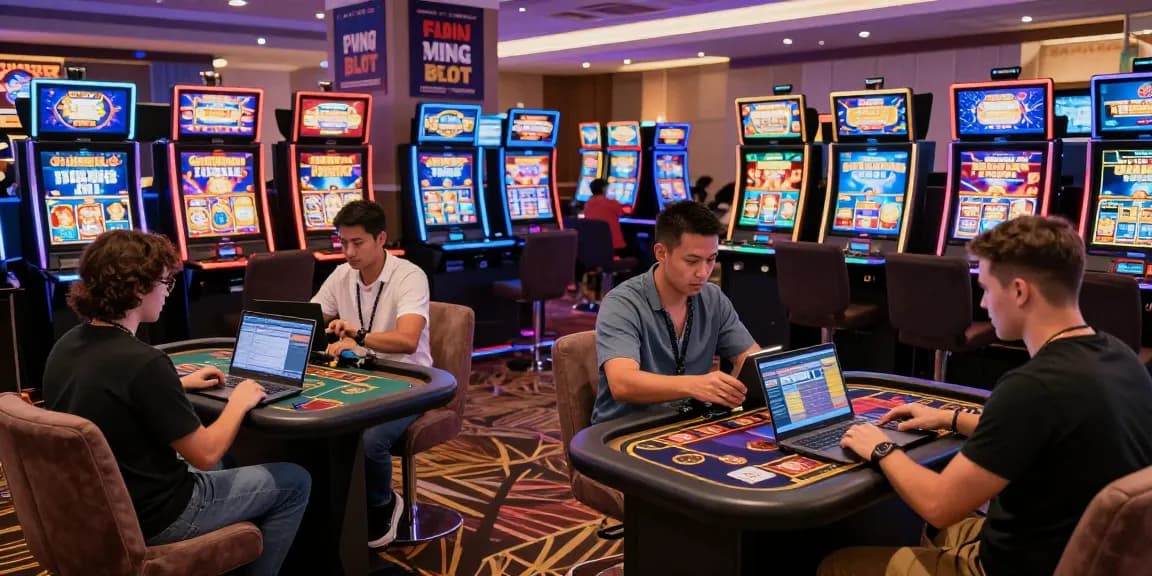 Players exploring online casinos that accept credit cards with vibrant screens and exciting games, showcasing a lively gaming atmosphere.
