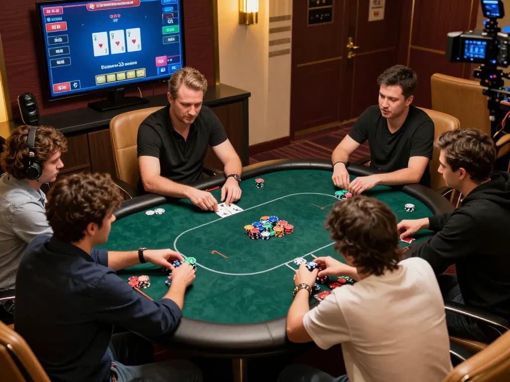 Players engaging in intense online poker at dh 88, showcasing dynamic gameplay with colorful chips.
