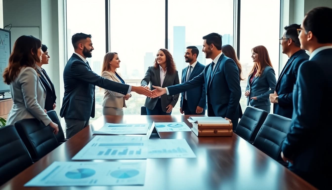 Illustration of Public-Private Partnerships showcasing teamwork and collaboration in a corporate setting.