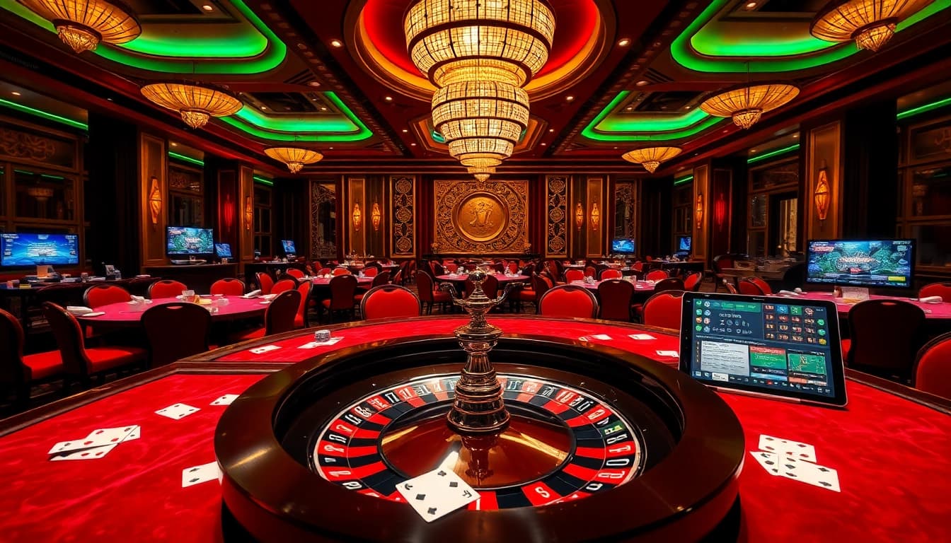 Experience the thrill of gaming at nhà cái 8XX with vibrant casino tables and professional atmosphere.