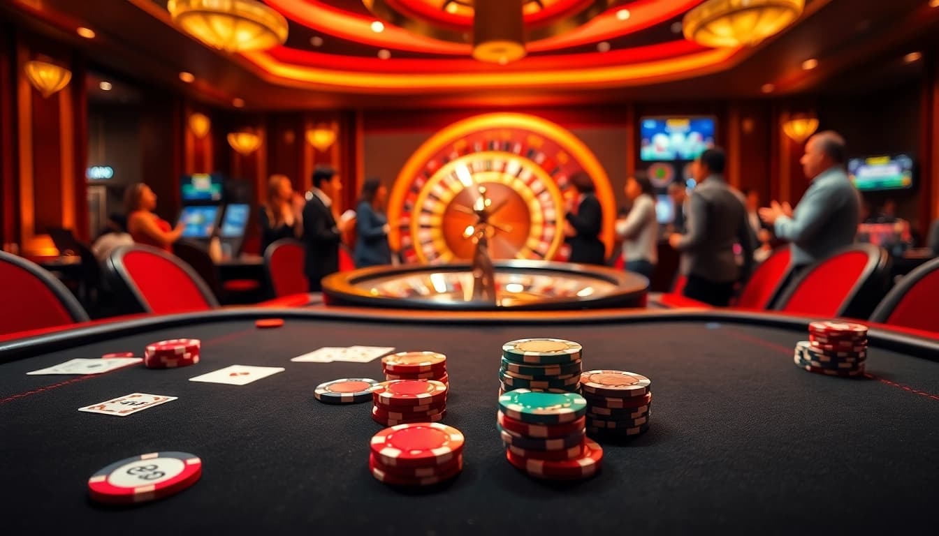 Experience high-stakes action at the KP88 poker table with vibrant cards and chips.