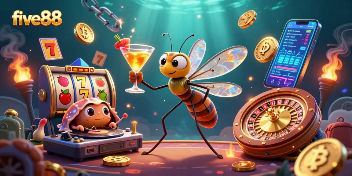 Experience the excitement at five88's vibrant casino with engaging games and colorful characters.
