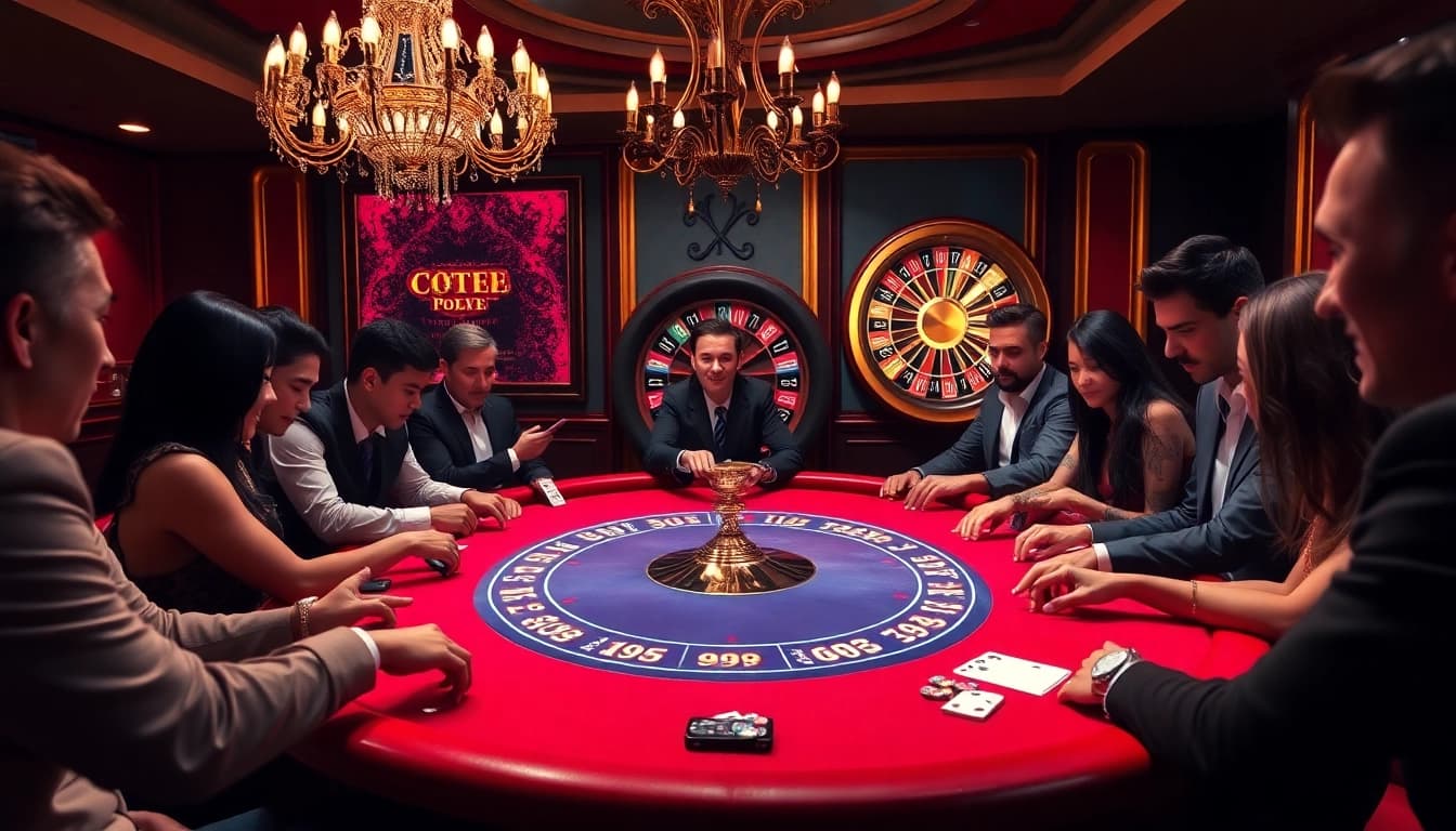 Players enjoying an exhilarating game at the GO8 poker table in a luxurious casino.