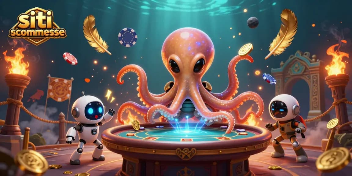 Scopri i migliori siti scommesse con un polpo alieno che gioca poker nel suo mondo galattico.