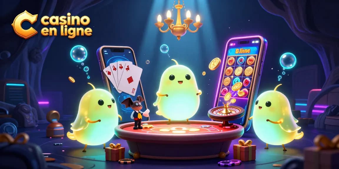 Un casino en ligne animé où des lucioles illuminent une scène de jeu, avec une ambiance lumineuse et festive.