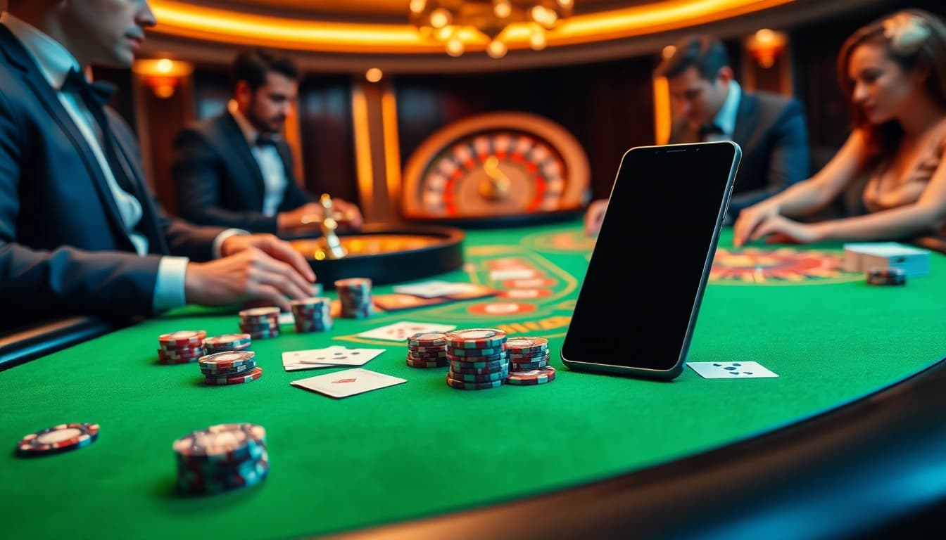 S8 casino players place bets at a luxurious table, showcasing excitement and elegance in gambling.