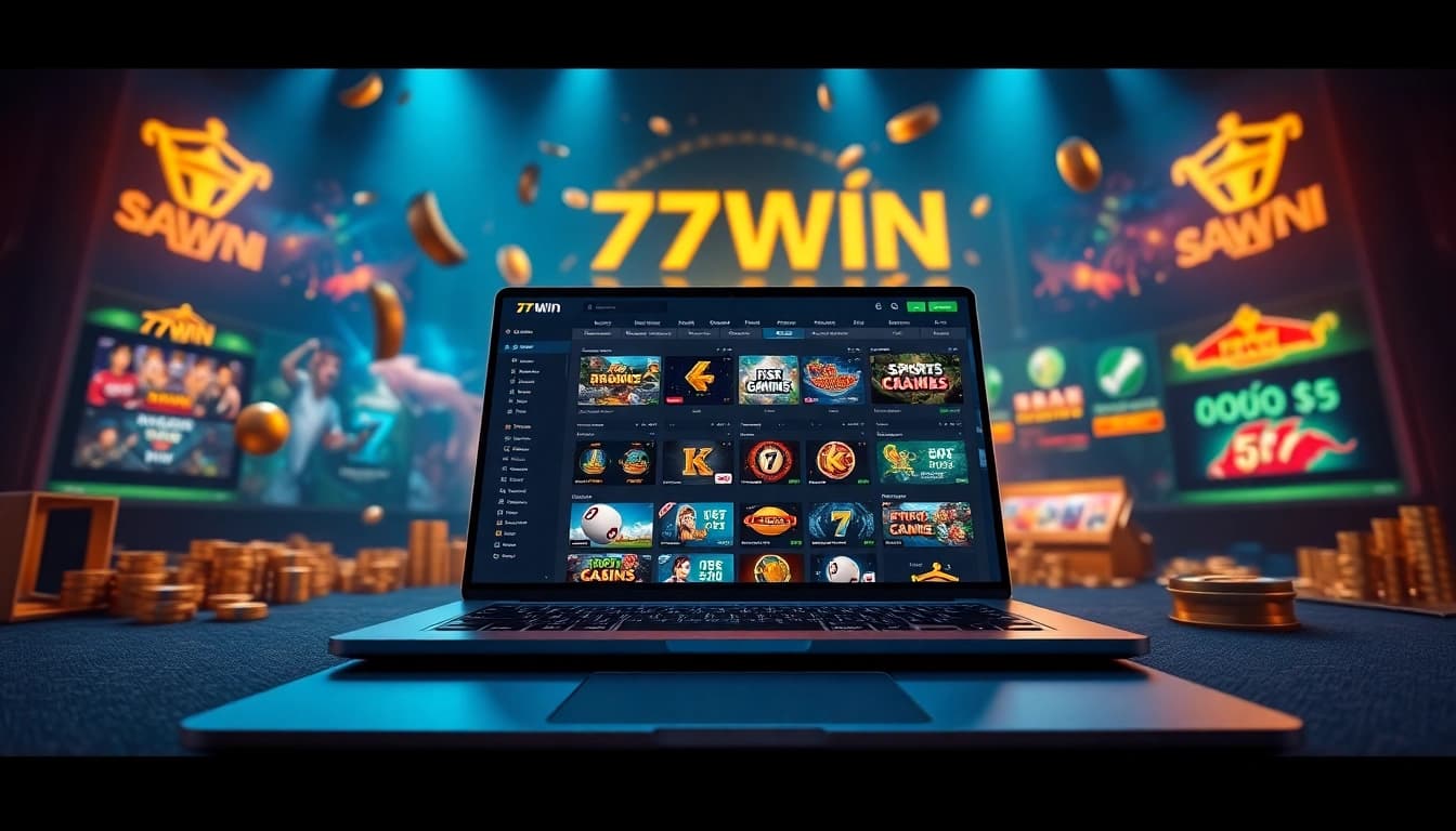 Explore the dynamic features of trang chủ 77win, showcasing an engaging online gambling interface with vibrant visuals and modern design.