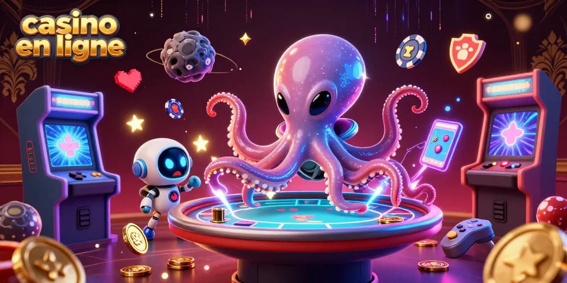 Jouez au casino en ligne avec un octopus extraterrestre aux jeux de poker holographiques.