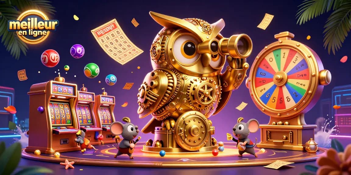 Image illustrant le meilleur casino en ligne avec une chouette dorée au sommet d'une porte de coffre-fort.
