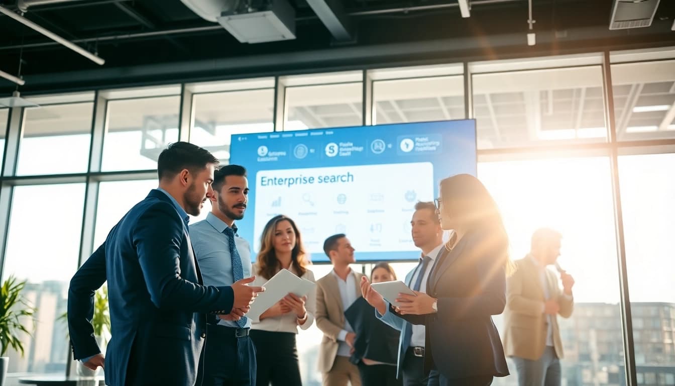 Showcasing enterprise search software in action within a collaborative business environment.