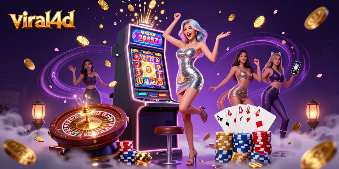 Experience the excitement of viral4d with stunning slot machines and casino elements.