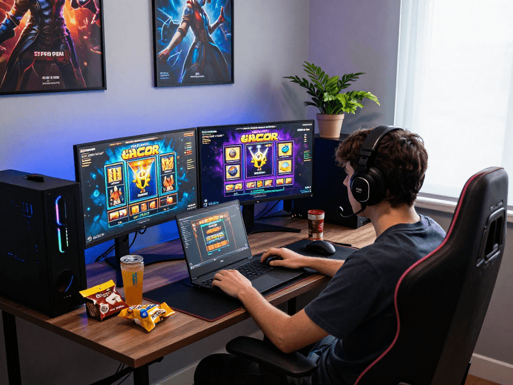 Pengalaman bermain slot gacor secara online dengan suasana gaming yang energik.