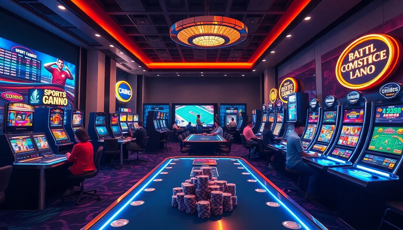 Exciting online gaming atmosphere featuring casino tables and sports betting at https://open88seo.com/
