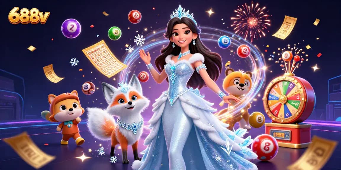Experience thrilling action with 688v through vibrant lottery elements and magical visuals in a dynamic scene.