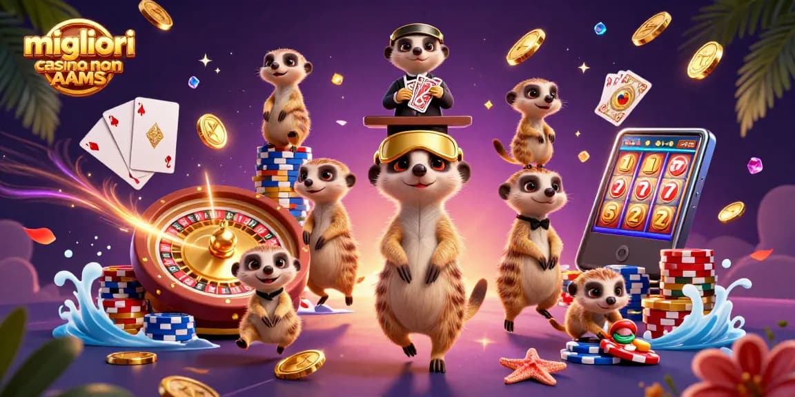Gioca nei migliori casino non AAMS e vinci con slot e roulette in una vivace illustrazione.