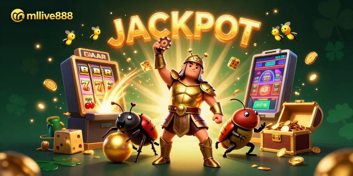 Experience thrilling casino action with mmlive888 in this vibrant 3D illustration featuring dynamic characters and jackpot excitement.