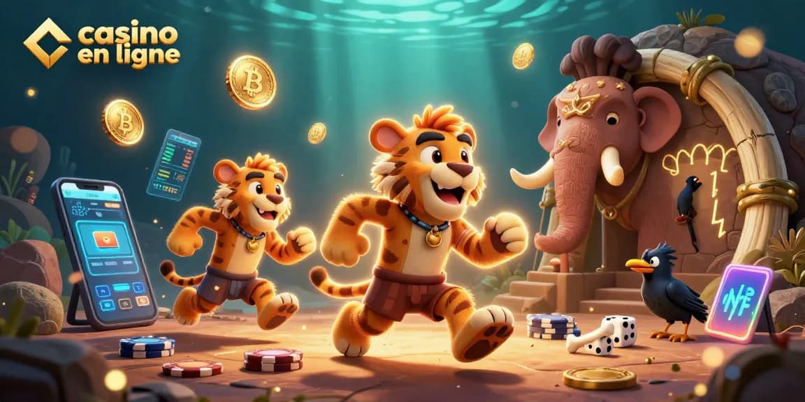 Joue aux jeux de casino en ligne dans une scène immersive avec des personnages amusants