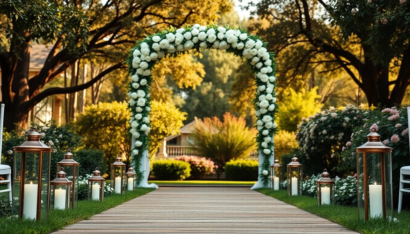 Stunning setup at a Jacksonville Wedding Venue, featuring a floral arch for a romantic ceremony.