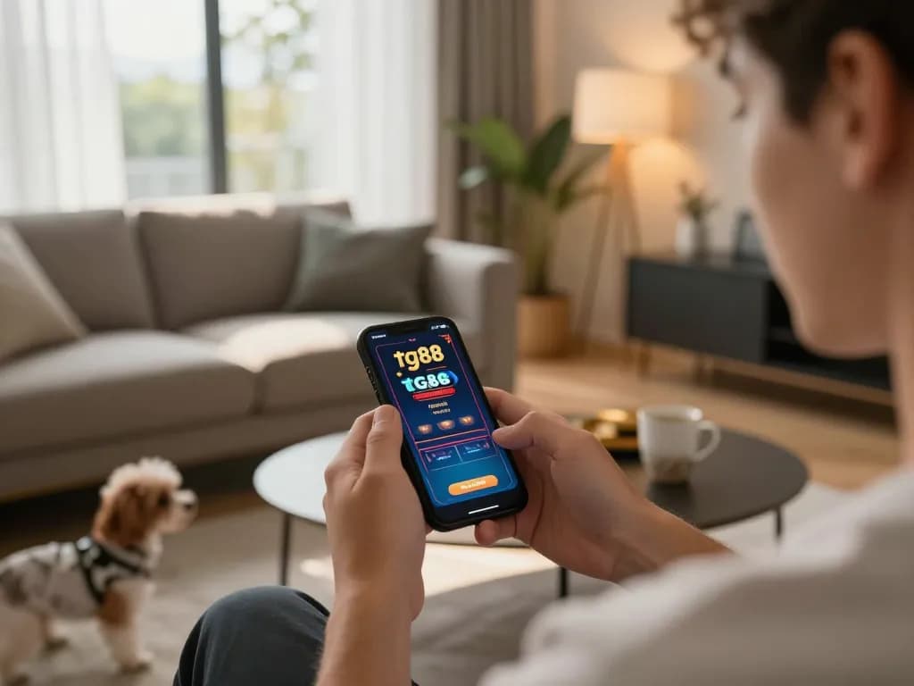 Mobile gaming experience on tg88 showcasing a player engaging with online betting app.