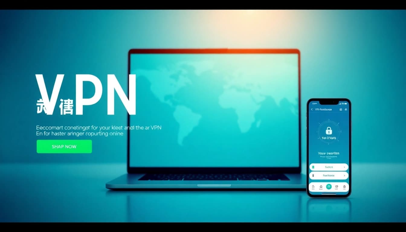快连下载 VPN 应用界面在笔记本电脑与智能手机上显示，象征全球互联与安全。