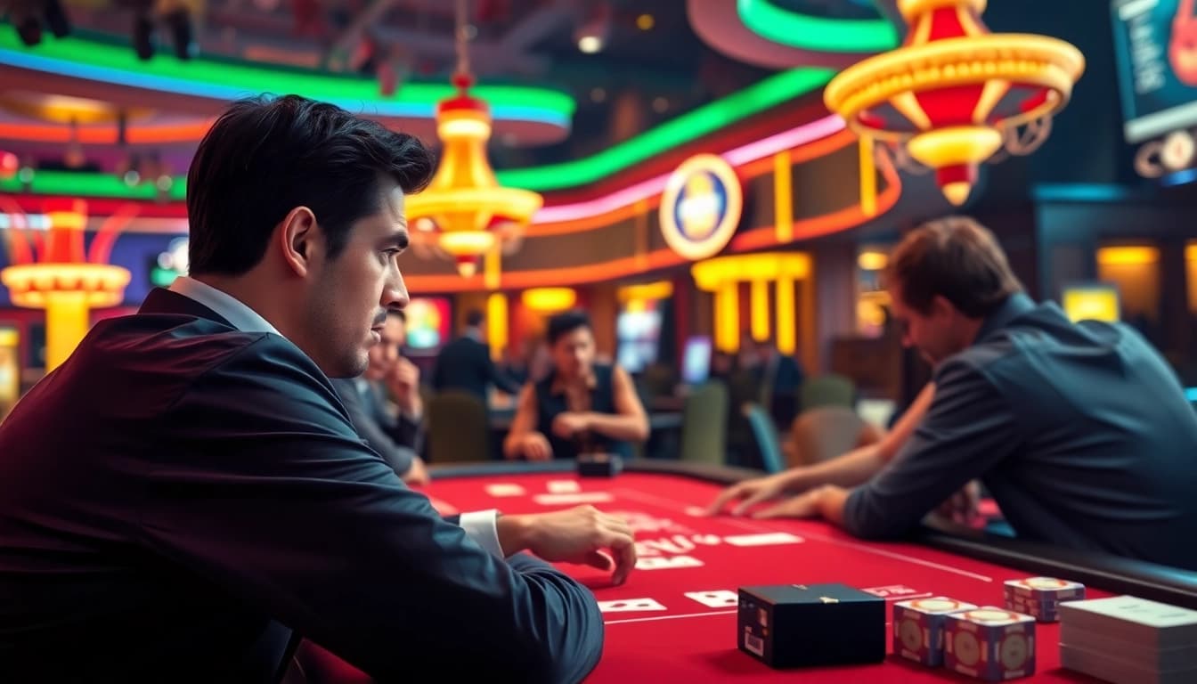 Aksi menang MABAR88 dalam permainan poker di kasino yang meriah.