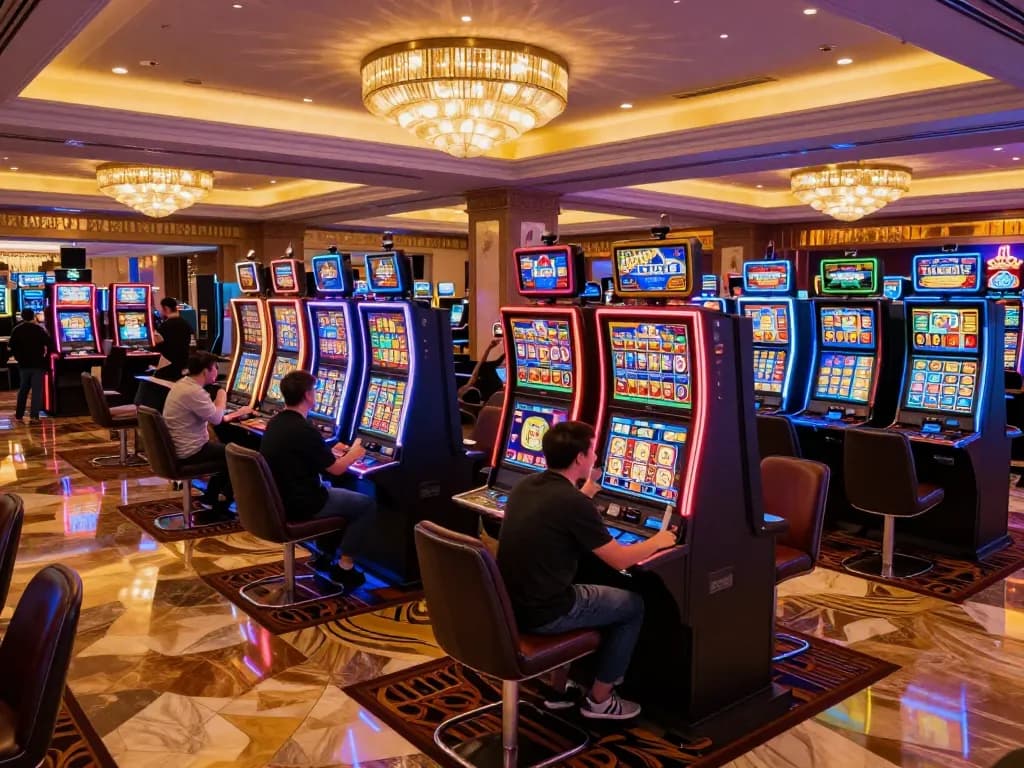 Players experiencing excitement at slot machines featuring giường bệnh nhân while enjoying winning moments at a casino.