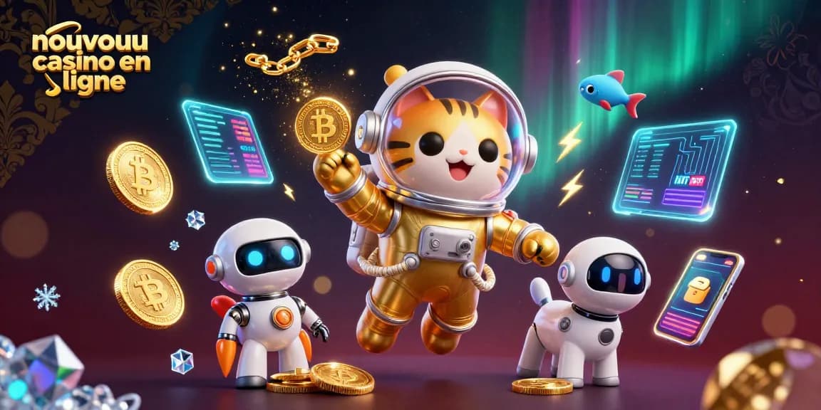 Profitez de l'excitation d'un nouveau casino en ligne avec des éléments futuristes et des pièces de crypto-monnaie.