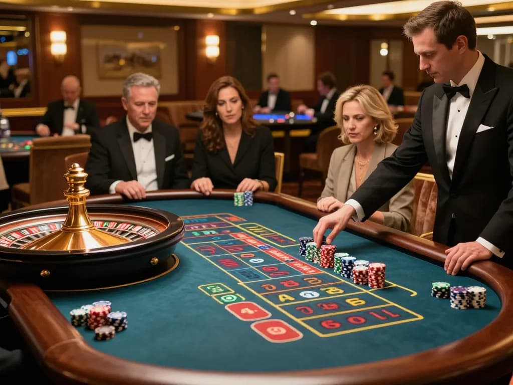 Players place bets on the du88 roulette table, capturing the thrill of casino gameplay with vibrant colors and luxury.