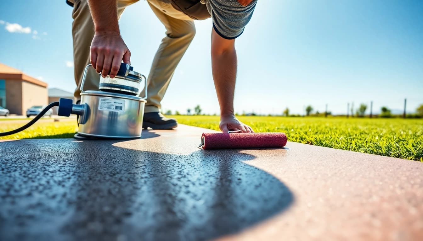 Dares Surfacing contractor completing an outdoor resin application with expert precision.