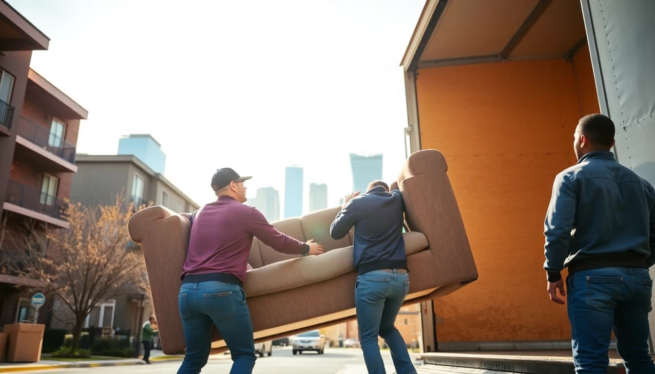 calgary movers efficiently lifting furniture for a seamless relocation experience in Calgary.