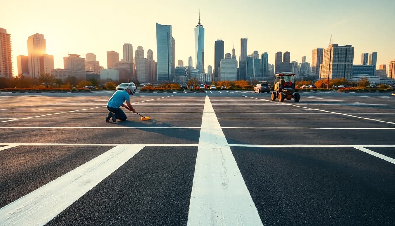 Experience exceptional Parking lot striping services Jackson MS with professional team painting precise lines.
