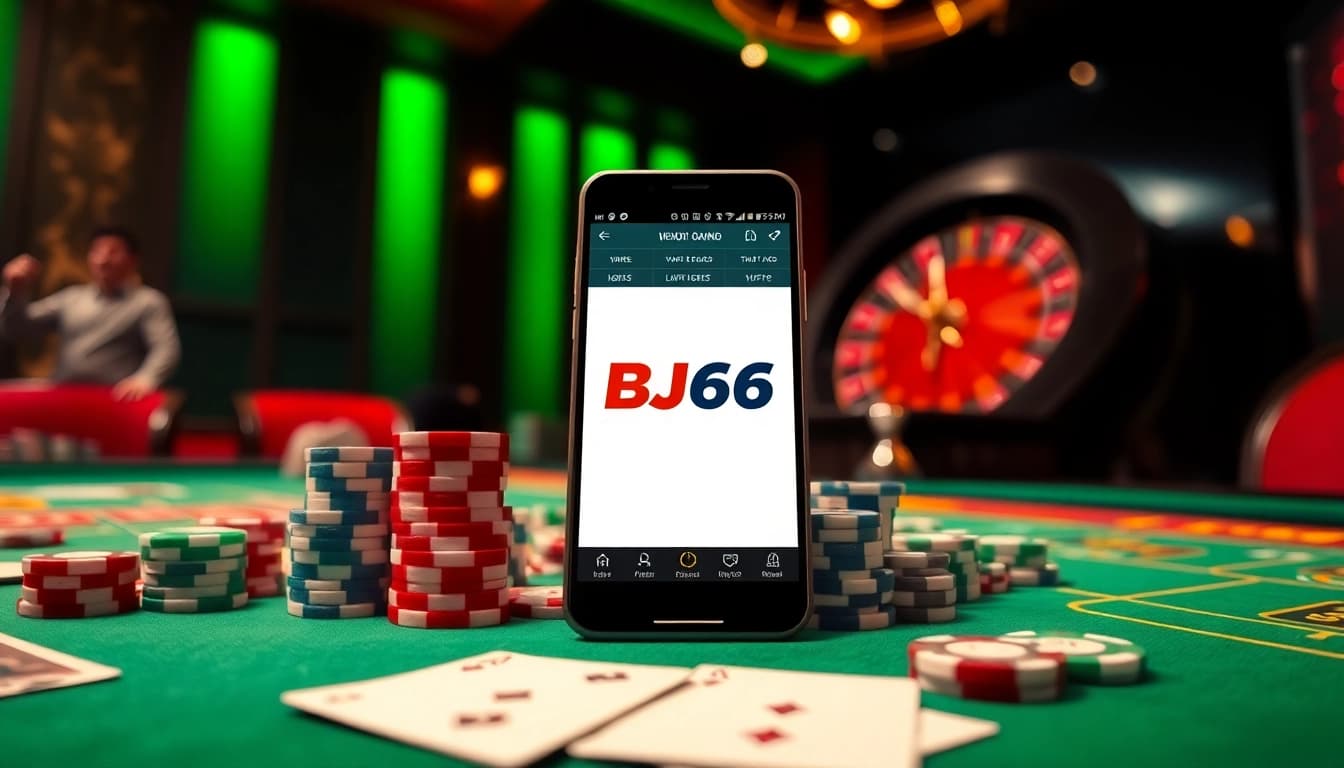 Experience the thrill of betting at BJ66 with vibrant casino elements and an engaging gaming interface.