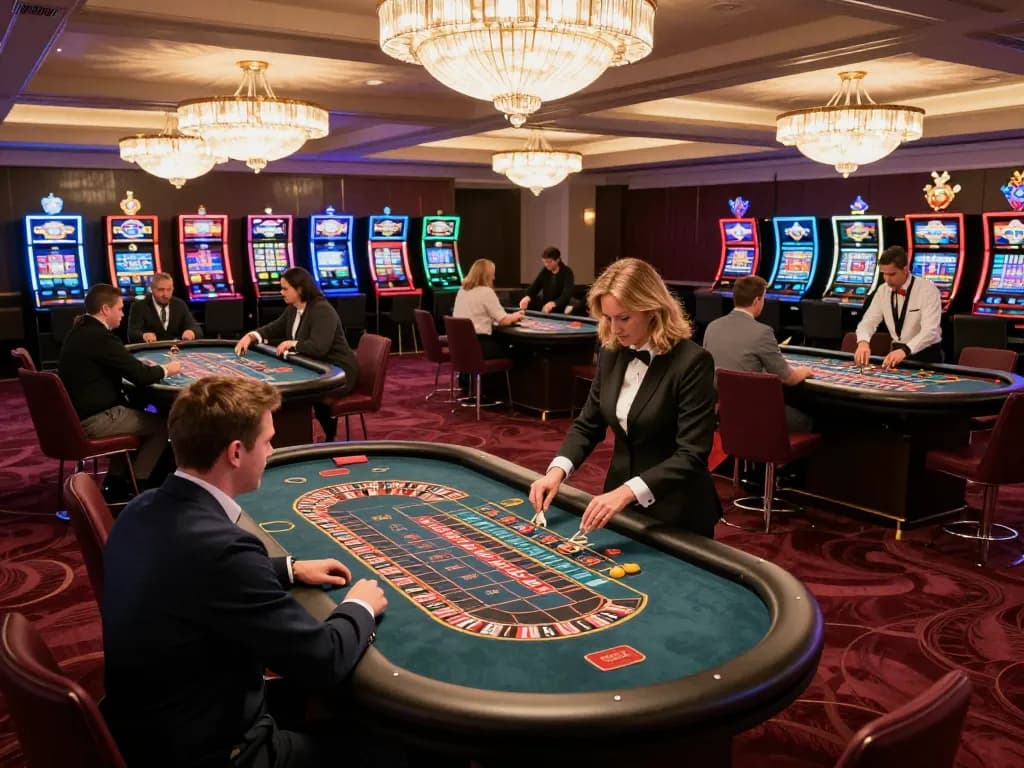 Experience the excitement of giường bệnh nhân at a luxury casino, players engaged in dynamic roulette betting.
