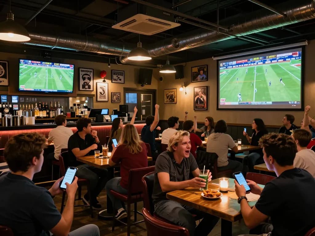 Fans engaging with live betting at https://cakhiatv.design/ during an exciting football match.