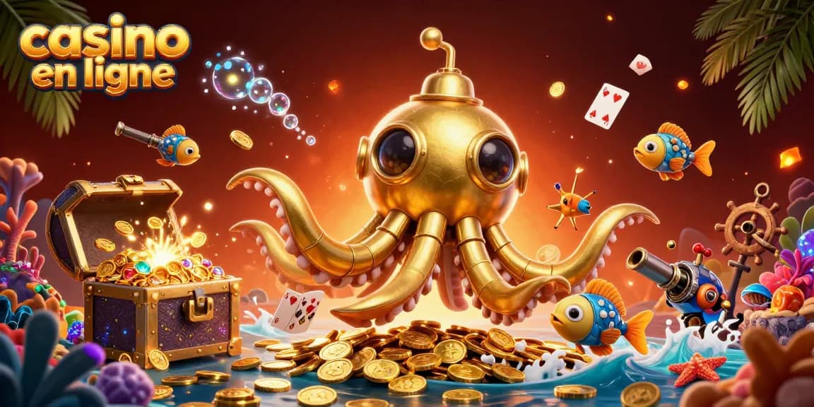 Jouez au casino en ligne avec le kraken mécanique et des trésors sous-marins scintillants.